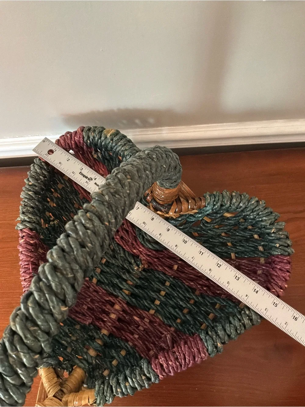 Dark Teal& Light Purple Heart-Shaped Woven Basket